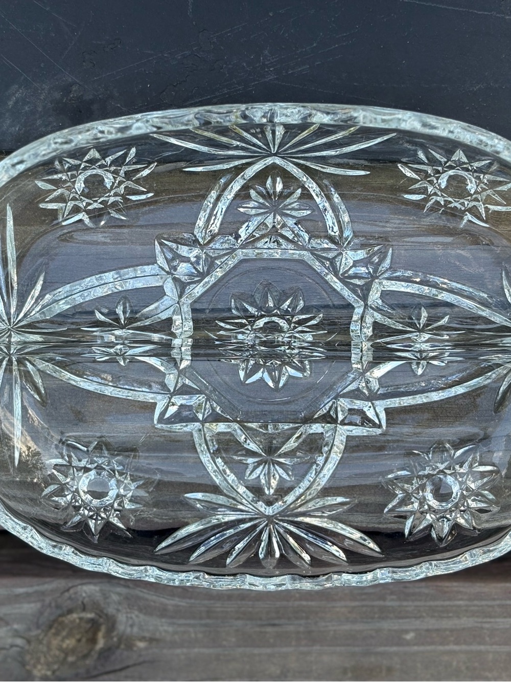 Vintage anchor hocking American Pressed Glass Divided Relish Dish with Handles